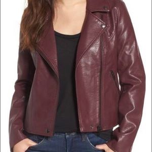 BLANKNYC Faux Leather Moto Jacket Burgundy Size XS available